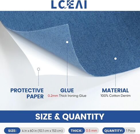 Denim Patches for Inside Jeans - Iron On Patches for Jeans - Jeans Patch for Repairing Pant Holes and Covering Imperfections, 6 Colors, Each Piece Measures 4 in x 8.9 in in Saudi Arabia