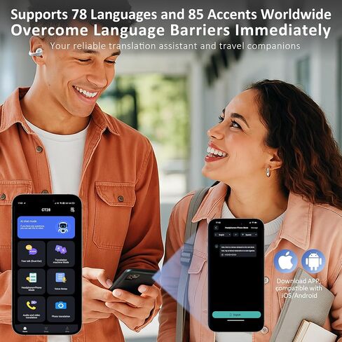 AI Language Translation Earbuds Real Time, IAMJOY Language Translator Earbuds Open Ear Clip-On Design, 163 Language & Accents Two-Way Translator Device with APP for Travel Learning Business, Black in Kuwait