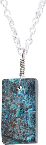 AURA GEMS Natural Blye Kyanite Crystals Pendant Necklace, Ball Shape, Chakra Energy Healing Gemstone, Real Crystal, Birthstone, Beautiful Women Simple Jewelry, Silver Plated Jewelry 18 inch in Saudi Arabia