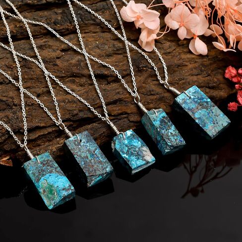 AURA GEMS Natural Blye Kyanite Crystals Pendant Necklace, Ball Shape, Chakra Energy Healing Gemstone, Real Crystal, Birthstone, Beautiful Women Simple Jewelry, Silver Plated Jewelry 18 inch in Saudi Arabia