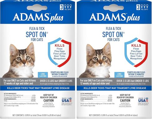 Plus Flea & Tick Spot On for Cats Over 2.5 lbs but Under 5 Pounds 3 Month Supply in Saudi Arabia