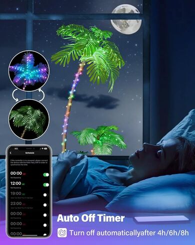 7FT Smart LED Palm Tree with App Control - DIY Color Changing Outdoor/Indoor Artificial Tree with Music Sync, Timer & Remote - Waterproof Pre-Lit Tropical Decor for Patio Pool Party Tiki Bar, 2 Trunks in Saudi Arabia