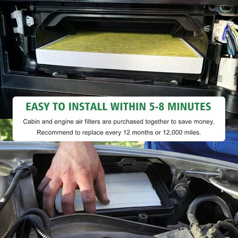 2PCS Cabin Engine Air Filter Kit JM802 JM2205 Fits for 2017-2024 CIVIC 2.0L, 2023-2024 HR-V HRV 2.0L, Replacement for CF11182, CA12051, 17220-5BA-A00, 80292-TF0-G01 in Saudi Arabia