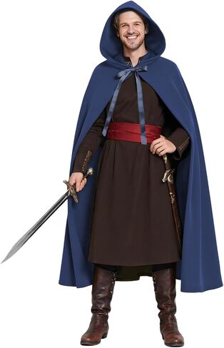 عصر النهضة عباءة مع هود كيب في العصور الوسطى للرجال والنساء هالوين زي in Kuwait