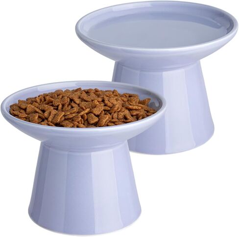 6.2 Inch Extra Wide Elevated Ceramic Cat Bowls, Food and Water Bowl Set for Elder Big Cats Small Dogs, Raised Design for Pet Easy Eating, Protect Cat's Spine Set of 2(Light Green) in Kuwait