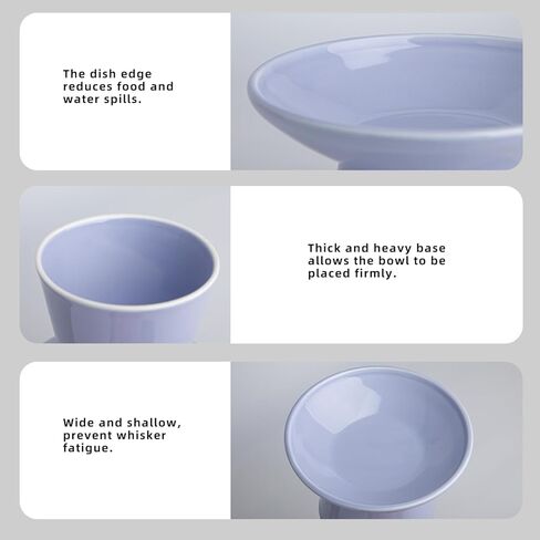 6.2 Inch Extra Wide Elevated Ceramic Cat Bowls, Food and Water Bowl Set for Elder Big Cats Small Dogs, Raised Design for Pet Easy Eating, Protect Cat's Spine Set of 2(Light Green) in Kuwait