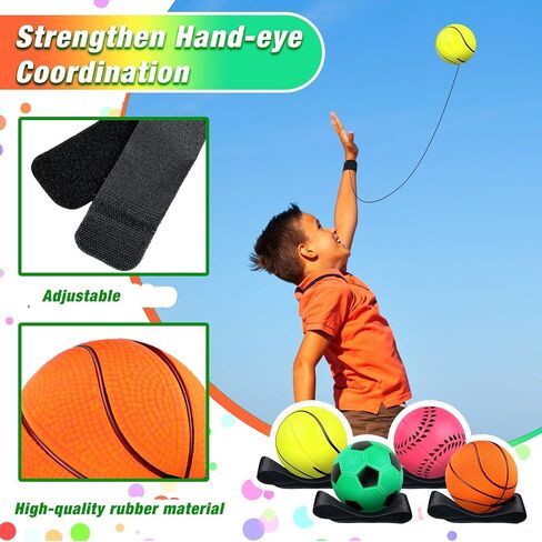 Deekin 6 PCS 2.36 بوصة معصم معصم العودة ألعاب Wristband ألعاب Rebound Ball على كرات معصم نطاط سلسلة لممارسة المعصم المرح النشاط في الهواء الطلق للبالغين in Kuwait