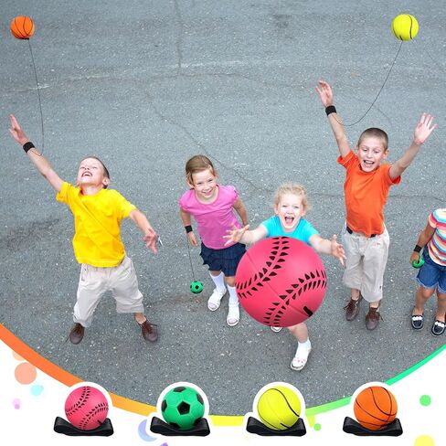 Deekin 6 PCS 2.36 بوصة معصم معصم العودة ألعاب Wristband ألعاب Rebound Ball على كرات معصم نطاط سلسلة لممارسة المعصم المرح النشاط في الهواء الطلق للبالغين in Kuwait