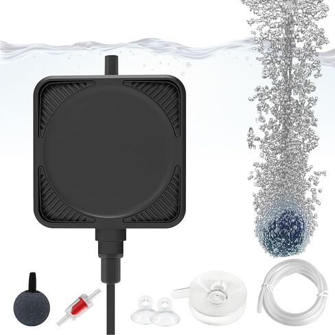 Mini Air Pump for Aquarium, Quiet Air Bubbler with Air Stone Air Tubing Clip, Oxygen Aerator for 1-15 Gallon Fish Tank, 1.3 Watt, 450 ML/min, White in Saudi Arabia