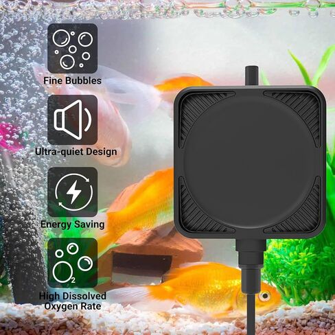 Mini Air Pump for Aquarium, Quiet Air Bubbler with Air Stone Air Tubing Clip, Oxygen Aerator for 1-15 Gallon Fish Tank, 1.3 Watt, 450 ML/min, White in Saudi Arabia