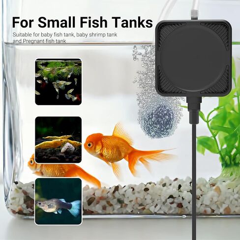 Mini Air Pump for Aquarium, Quiet Air Bubbler with Air Stone Air Tubing Clip, Oxygen Aerator for 1-15 Gallon Fish Tank, 1.3 Watt, 450 ML/min, White in Saudi Arabia