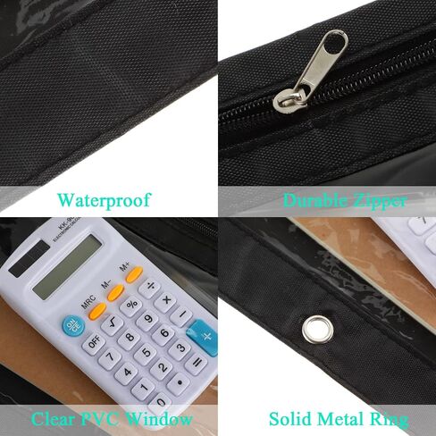 Marspark 30 Packs Pencil Pouch 3 Ring Binder Pen Pouch Cloth Cloth Pouches Zipper Pen Case Bag Bag مع نافذة صافية لاستلوازات كتابة المكاتب (Navy Blue) in Kuwait