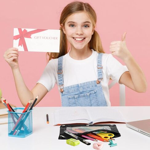 Marspark 30 Packs Pencil Pouch 3 Ring Binder Pen Pouch Cloth Cloth Pouches Zipper Pen Case Bag Bag مع نافذة صافية لاستلوازات كتابة المكاتب (Navy Blue) in Kuwait