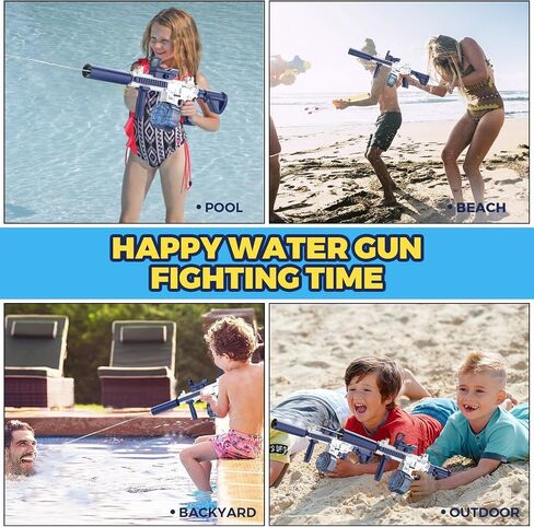 Electric Water Gun,Water Gun With Muzzle Light,Automatic Squirt Gun Long Range Blaster Up To 32 FT,Outdoor Party Shooting Game Toy With 2 Water Tanks & 2 Batteries,Ideal Summer Gift for Kids & Adults. in Saudi Arabia