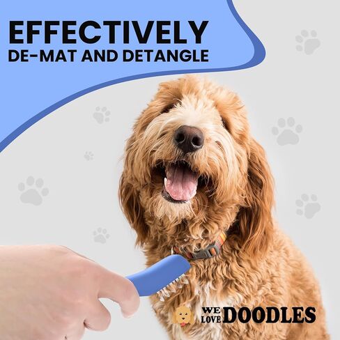 We Love Doodles Dematting Comb for Dogs - Dog Hair Mat Remover, Detangler Comb & Deshedding Tool, Removes Tangles, Knots, & Loose Hair, Metal Comb, Ergonomic Handle (9 Blade) in Saudi Arabia