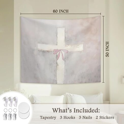 sthttsw Wildflower Pink Bow Tapestry الجمالية ، وأنسجة الزهرة الجدار بطانية ، حائط محايد من الجدار النباتي معلقة للفتاة في سن المراهقة غرفة معيشة المنزل غرفة نوم ، 50 × 60 بوصة in Kuwait