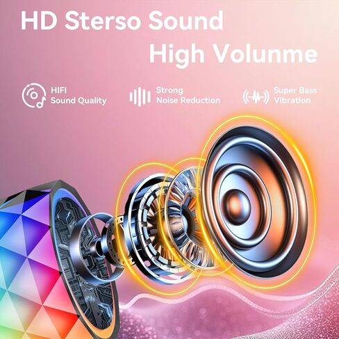 Karaoke Machine with Colorful LED for Kids, Portable Bluetooth Speaker with 2 Wireless Microphones, Birthday Gifts for 3 4 5 6 7 8 9 10 Year Old Girl Boy, Toys for Ages 3-12, Gift for Family Party in Kuwait