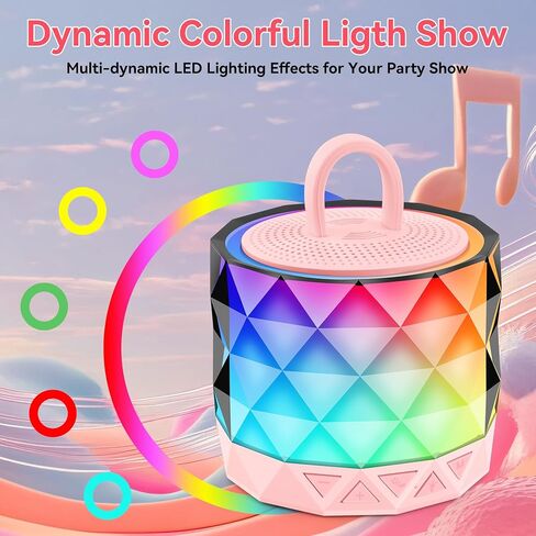 Karaoke Machine with Colorful LED for Kids, Portable Bluetooth Speaker with 2 Wireless Microphones, Birthday Gifts for 3 4 5 6 7 8 9 10 Year Old Girl Boy, Toys for Ages 3-12, Gift for Family Party in Kuwait