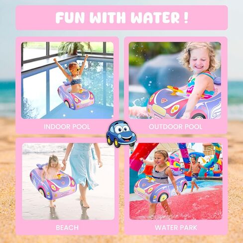 Baby Pool Float 3D Car Baby Floaties for Toddlers 12-48 Months Heavy Duty Infant Swim Float Toddlers Pool Floats Kids Swim Floaties Swimming Pool Floats for 1-4 Years Toddler Floaties for Boys & Girls in Kuwait
