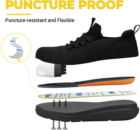 أحذية Fitville Steel Toe للرجال على نطاق واسع من أحذية العمل المركب للرجال إثبات ثقب ، حجم 14 جميع الأسود in Saudi Arabia