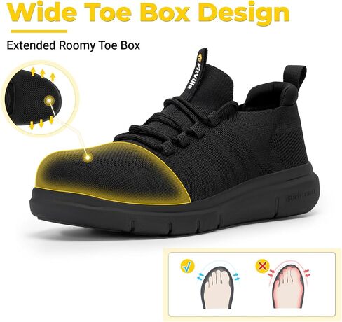 أحذية Fitville Steel Toe للرجال على نطاق واسع من أحذية العمل المركب للرجال إثبات ثقب ، حجم 14 جميع الأسود in Saudi Arabia