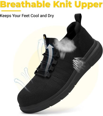 أحذية Fitville Steel Toe للرجال على نطاق واسع من أحذية العمل المركب للرجال إثبات ثقب ، حجم 14 جميع الأسود in Saudi Arabia