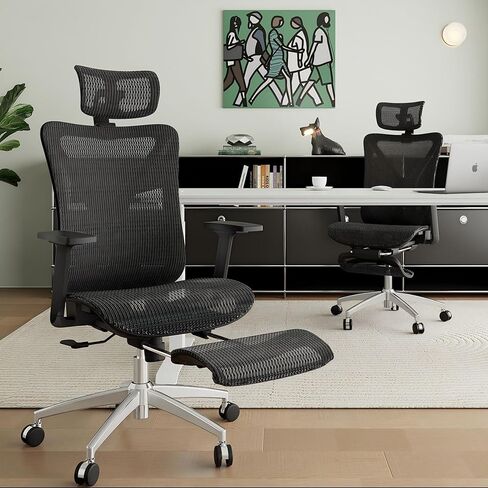 كرسي شبكي مريح للمكتب من GABRYLLY، كرسي مكتب عالي الظهر مع مقعد منزلق، مسند ذراع قابل للتعديل ومسند رأس ثنائي الأبعاد، وظيفة إمالة 4 تروس، كرسي ألعاب كمبيوتر دوار للرجل والمرأة in Kuwait