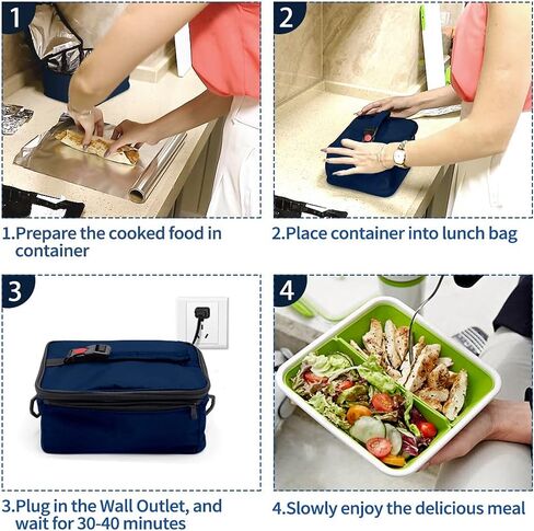 Portable Oven, 12V 24V 110V-240V Car Food Warmer Portable Personal Mini Oven Electric Heated Lunch Box for Meals Reheating & Raw Food Cooking for Road Trip/Camping/Picnic/Family Gathering(Black) in Kuwait