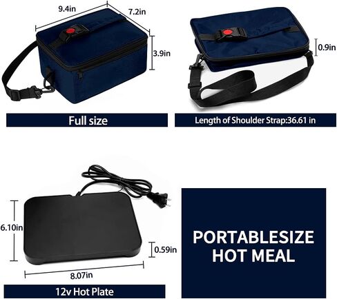 Portable Oven, 12V 24V 110V-240V Car Food Warmer Portable Personal Mini Oven Electric Heated Lunch Box for Meals Reheating & Raw Food Cooking for Road Trip/Camping/Picnic/Family Gathering(Black) in Kuwait