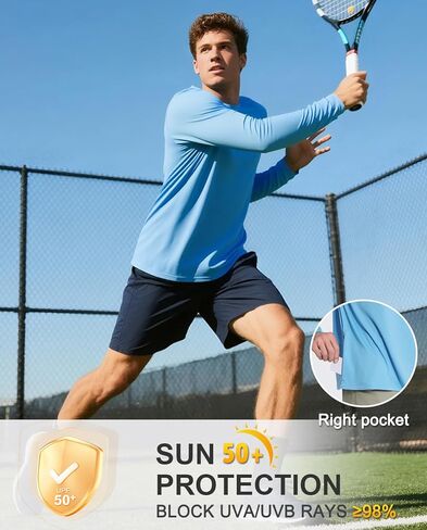 قمصان حماية أشعة الشمس للرجال تسبح قمصان UPF 50+ UV Long Sleeve Rash Guard الصيد الجاري الجاف سريعًا in Saudi Arabia