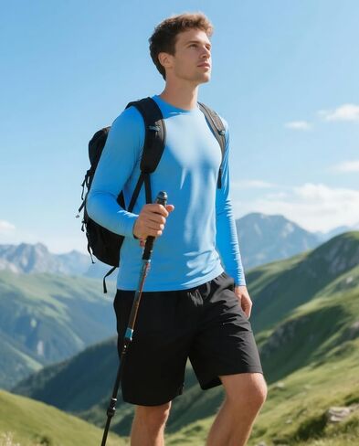 قمصان حماية أشعة الشمس للرجال تسبح قمصان UPF 50+ UV Long Sleeve Rash Guard الصيد الجاري الجاف سريعًا in Saudi Arabia