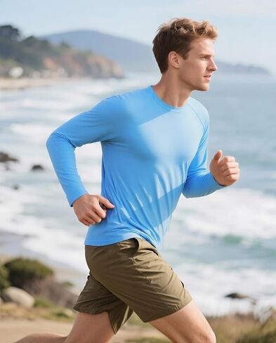 قمصان حماية أشعة الشمس للرجال تسبح قمصان UPF 50+ UV Long Sleeve Rash Guard الصيد الجاري الجاف سريعًا in Saudi Arabia