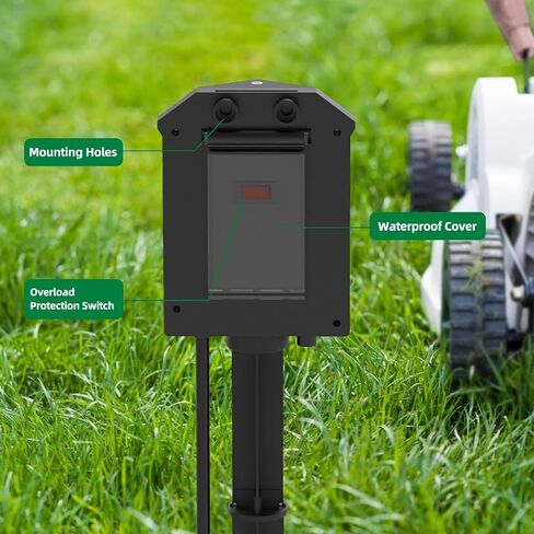 Outdoor Power Strip with Stake Waterproof, 10 FT Extension Cord, 6 Grounded Outlets for Outdoor Lights, 14 AWG, 15A/1875W, ETL Listed in Saudi Arabia
