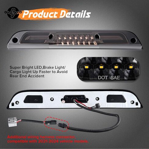 3rd Third Brake Lights Compatible with F150 2015-2020/for F250 F350 F450 2017-2020/for Ranger 2019-2020/for Maverick 2021-2023 Center High Mount Stop LED Light(Smoke Len) in Kuwait