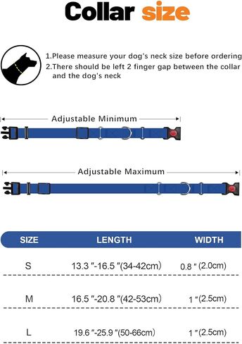 Waterproof Martingale Collar for Dogs,Easy to Clean Dog Collars with Safety Quick Release Buckle,Rubber Collar for Medium Large Dogs Walking Training (Blue, M (16.5-20.8inch)) in Kuwait