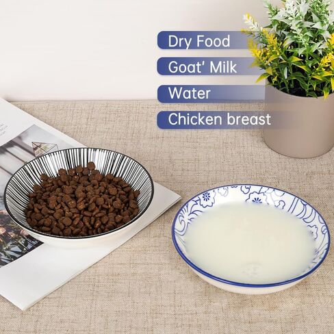 HAPPY KIT 2pcs Little Cat Bowls,5Inch Cat Food Bowl for Indoor Cats,Cute Kittens Plate/Dish/Dishes Set with Non-Slip Relief of Whisker Fatigue for Kitten - Microwave and Dishwasher Safe in Kuwait