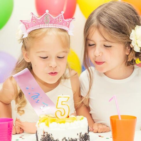 Chanaco 6th Birthday decorations Pearl Birthday Crown for 6 Year Old Girls 6th Birthday Sash and Tiara Outfit Pink Glitter Heart Headband Hair Accessories Cute Bow Headpieces for Party in Saudi Arabia