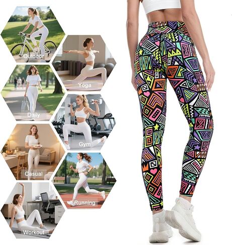 Women's High Waisted Printed Leggings Soft Stretchy Pants in Saudi Arabia