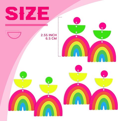 Hicarer 3 Pair 80s 90s Neon Earrings for Women Fluorescent Earring Retro Pendant Acrylic Drop Dangle for Glow Party Outfit in Saudi Arabia
