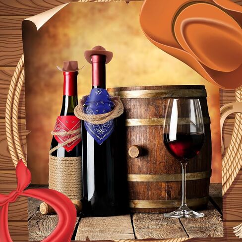 Leitee 20 Sets Mini Cowboy Hats for Crafts Plastic Tiny Cowgirl Hat with Bandannas for Western Cowboy Party Decoration (Red, Brown) in Kuwait