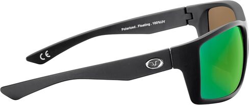 Flying Fisherman Rafter Polarized Rectangular Floating Sunglasses, Matte Black Frame/Blue Mirror Lens, Medium in Kuwait