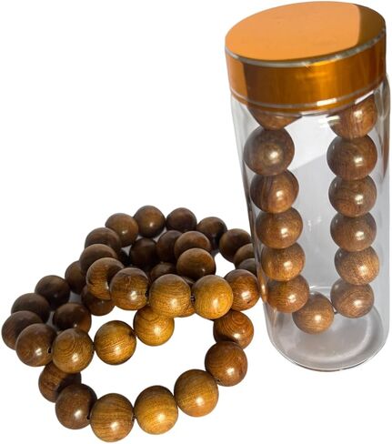 Natural Sandalwood Prayer Beads Bracelet 1.6 cm with glass bottle (1.6) in Saudi Arabia