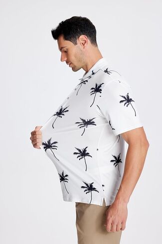 WARHORSEE Bubble Polo Shirts for Men Super Breathable Mens Golf Polo Shirts Jacquard Textured Golf Shirts Short Sleeve,DeepGreen,XL in Kuwait