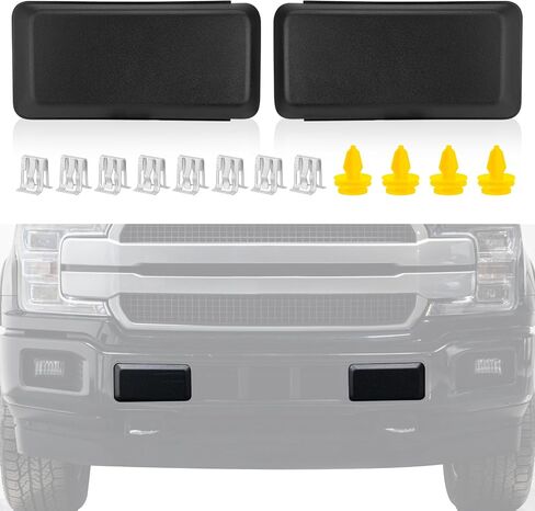 2pcs F150 Front Pumper Formper Cover Cover Cover Caper المتوافقة مع Ford F-150 2021 2022 2023 ، استبدل# ML3Z-17E810-AA ML3Z-17E811-A بالجانب الأيسر واليمين (الأسود غير اللامع) in Kuwait