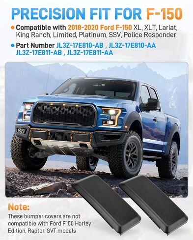 2pcs F150 Front Pumper Formper Cover Cover Cover Caper المتوافقة مع Ford F-150 2021 2022 2023 ، استبدل# ML3Z-17E810-AA ML3Z-17E811-A بالجانب الأيسر واليمين (الأسود غير اللامع) in Kuwait