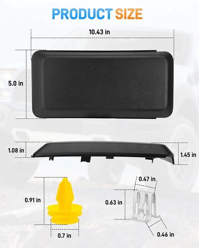 2pcs F150 Front Pumper Formper Cover Cover Cover Caper المتوافقة مع Ford F-150 2021 2022 2023 ، استبدل# ML3Z-17E810-AA ML3Z-17E811-A بالجانب الأيسر واليمين (الأسود غير اللامع) in Kuwait