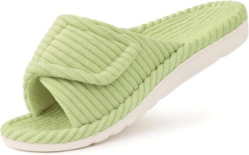 Litfun Orthopedic House Slippers for Women Adjustable Arch Support Indoor Slippers Open Toe Corduroy Bedroom Shoes in Kuwait