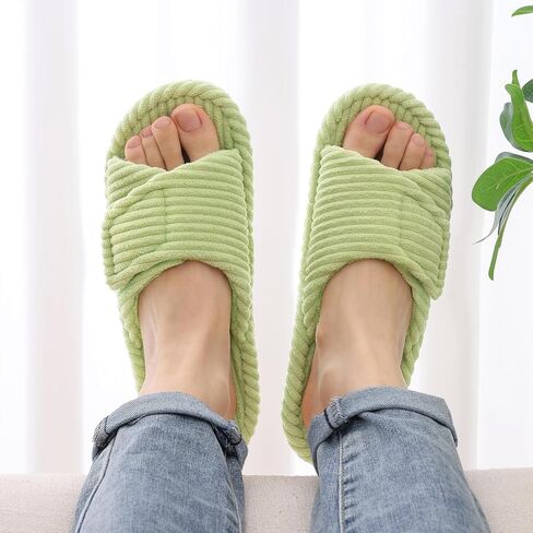 Litfun Orthopedic House Slippers for Women Adjustable Arch Support Indoor Slippers Open Toe Corduroy Bedroom Shoes in Kuwait