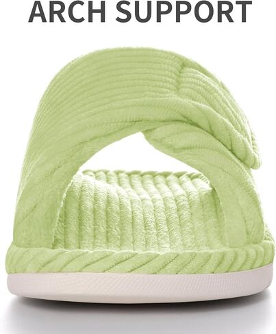 Litfun Orthopedic House Slippers for Women Adjustable Arch Support Indoor Slippers Open Toe Corduroy Bedroom Shoes in Kuwait