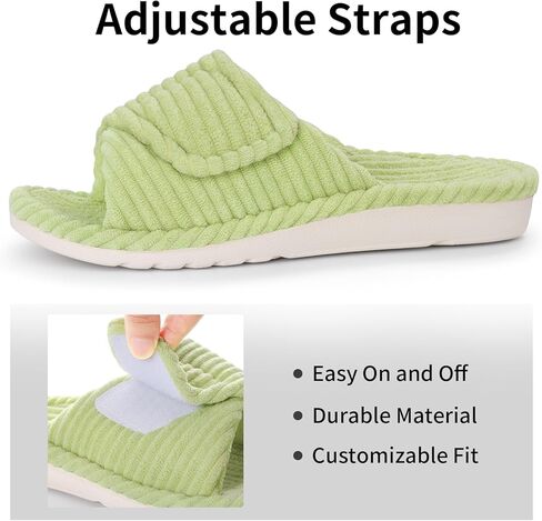 Litfun Orthopedic House Slippers for Women Adjustable Arch Support Indoor Slippers Open Toe Corduroy Bedroom Shoes in Kuwait